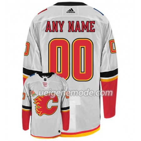 Herren Eishockey Calgary Flames Trikot Custom Adidas Weiß Authentic